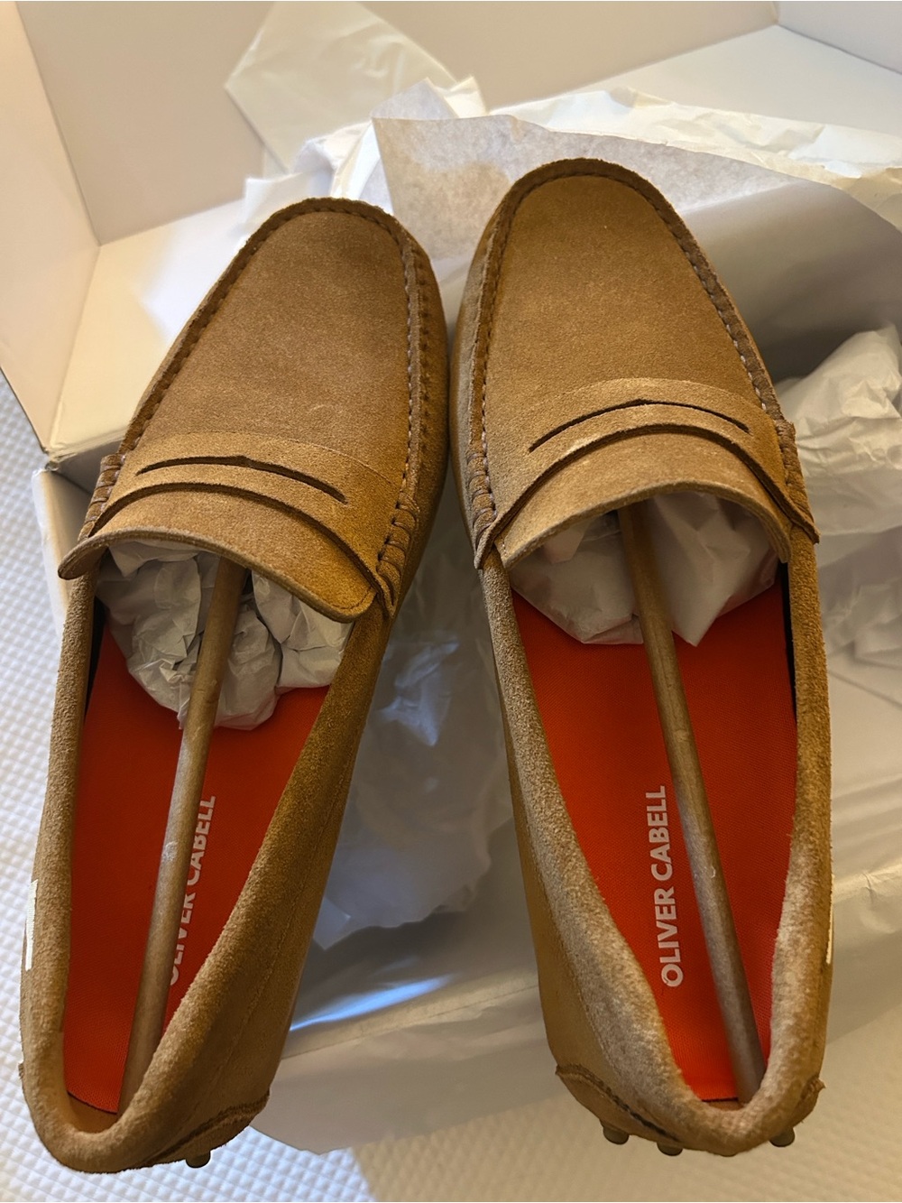 Oliver Cabell Suede Drivers in Chestnut